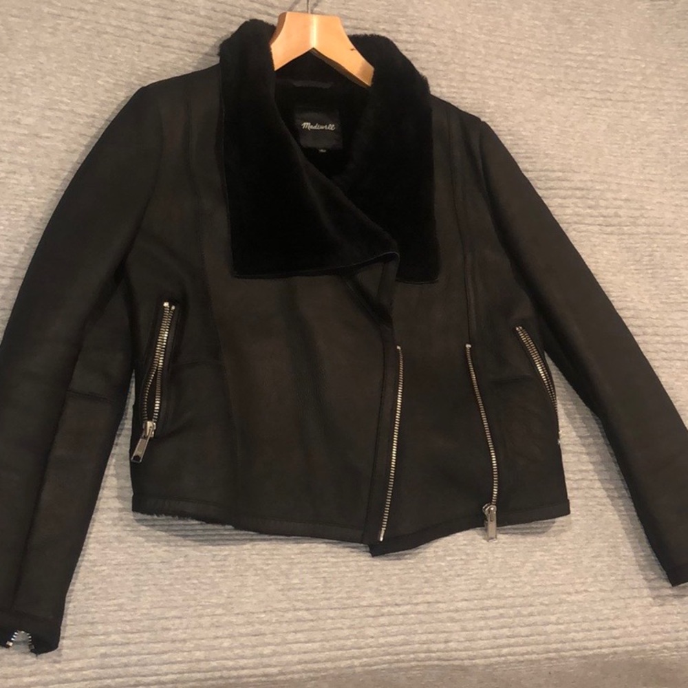 Madewell  shearling leather motorcycle jacket